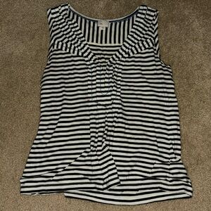 Anthropologie 9-h15 stcl black and white striped top with blue detailing. Size M